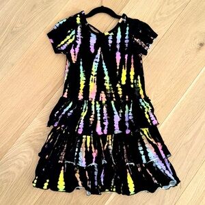 Colorful Tie-Dye Kids Casual Dress